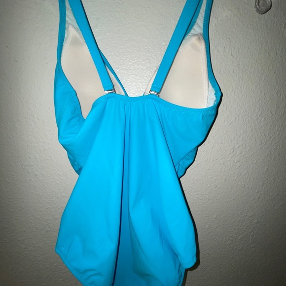 Profile by Gottex Womens Convertible V-Neck Swimsuit Tutti Frutti Aqua 10 New - Picture 9 of 10